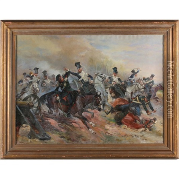 Cavalry Charge Oil Painting - Woiciech (Aldabert) Ritter von Kossak