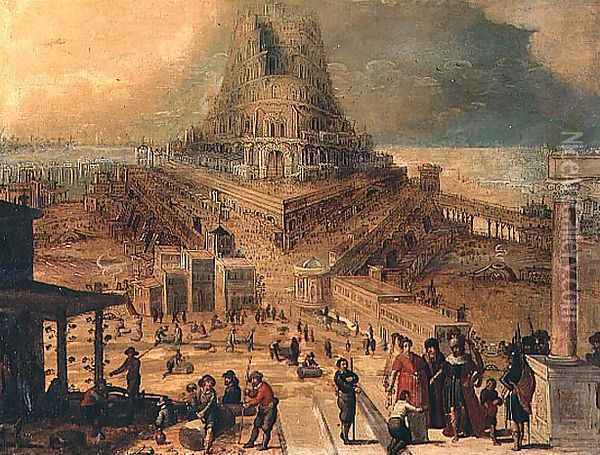 The building of the Tower of Babel Oil Painting - Hendrick van Cleve