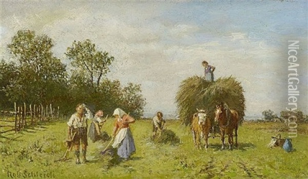 Bauern Bei Der Heuernte Oil Painting - Robert Schleich