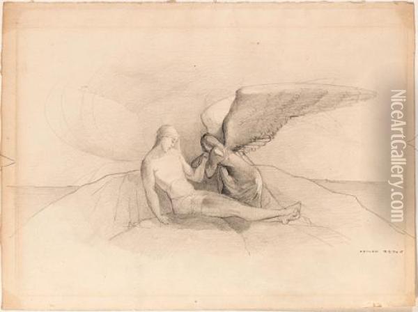 L'ange Et L'homme Oil Painting - Odilon Redon