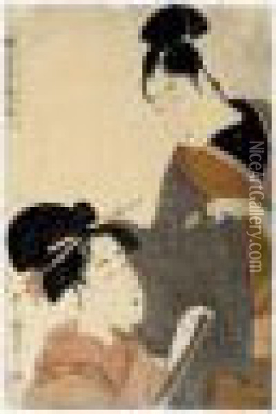 La Couturiere Oil Painting - Kitagawa Utamaro