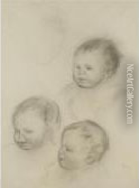 Tetes D'enfants Oil Painting - Pierre Auguste Renoir