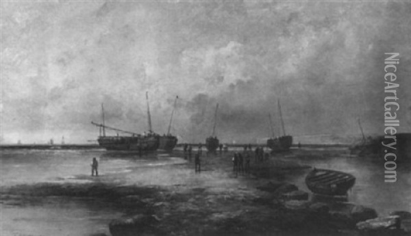 The Coast At Pevensey Oil Painting - Thomas Bush Hardy
