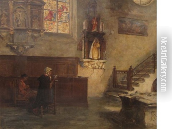 Interior Church Of Jerusalem, Bruges Oil Painting - Pollock Sinclair Nisbet