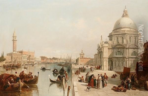 The Entrance To The Grand Canal From The
 Piazzetta, Venice Oil Painting - Edward Pritchett