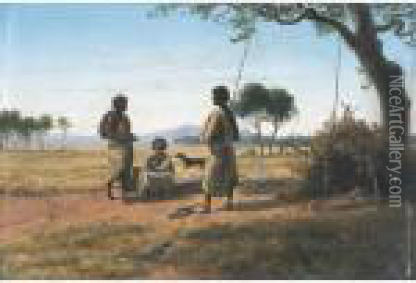 Aboriginal Group Near Geelong Oil Painting - Eugene von Guerard