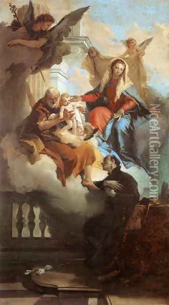 The Holy Family Appearing in a Vision to St Gaetano Oil Painting - Giovanni Battista Tiepolo