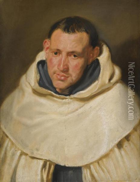 Portrait Of A Carmelite Monk, Head And Shoulders Oil Painting - Sir Anthony Van Dyck