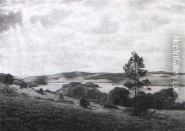 Thors+ Bakkerne Ved Virklund, Sommerdag Oil Painting - Adolf Alfred Larsen