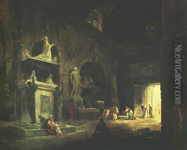 View of a Room in the Musée des Monuments Français Oil Painting - Hubert Robert