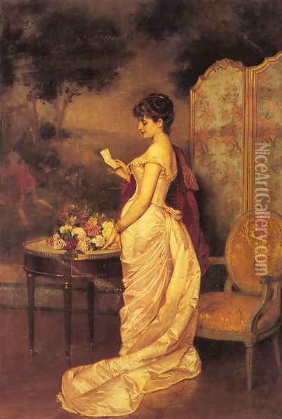 The Love Letter Oil Painting - Auguste Toulmouche