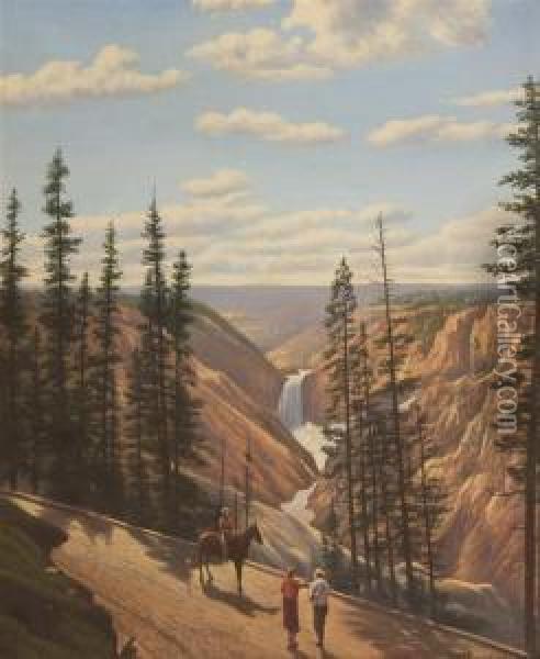 Watching The Falls Oil Painting - Levi Wells Prentice