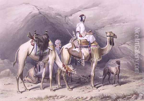 Dromedaries Halting in the Desert, illustration from The Valley of the Nile, engraved by Lehnert, pub. by Lemercier, 1848 Oil Painting - Emile Prisse d'Avennes
