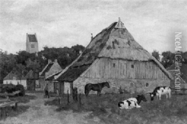 Bauernhof Mit Weidevieh Oil Painting - Paul Mueller-Kaempff
