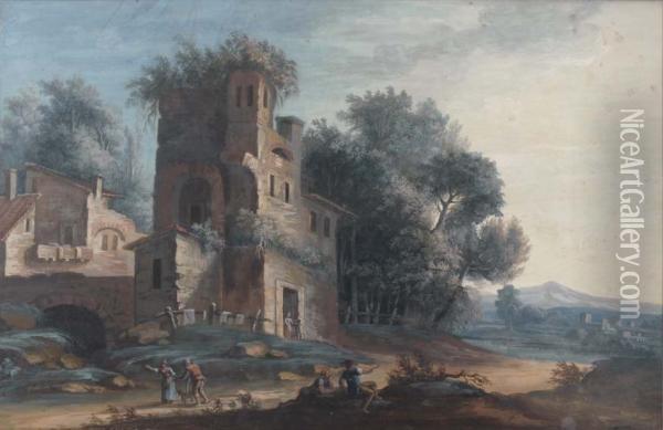 Paysanne Dans Les Ruines Oil Painting - Croizier