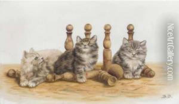 A Game Of Skittles Oil Painting - Bessie, Betsie Bamber