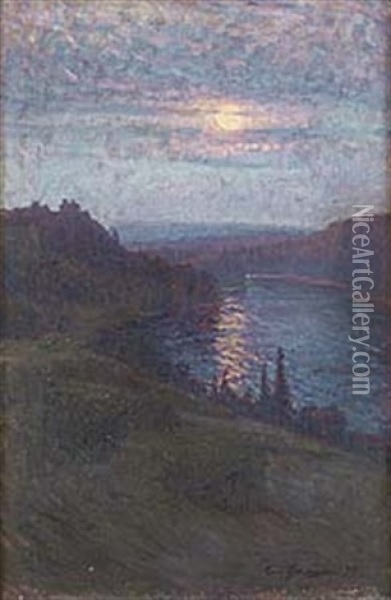 Mansken Over Alven Oil Painting - Carl (August) Johansson