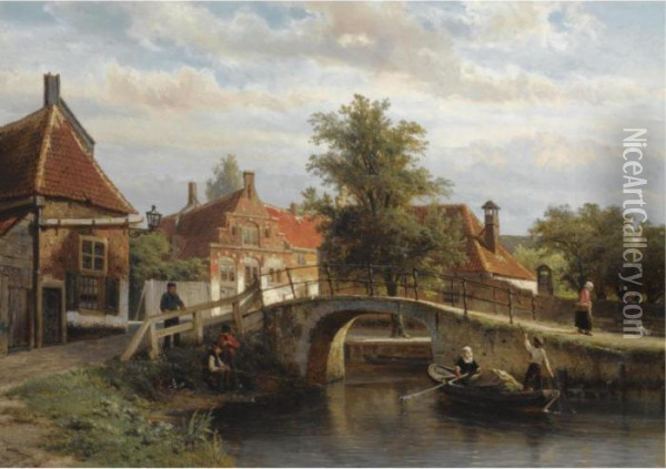 A View On The Staal-everspijp, Enkhuizen Oil Painting - Cornelis Springer