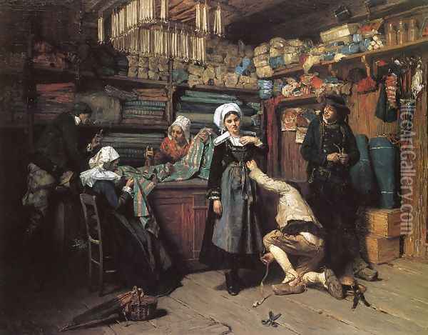 Buying the Wedding Trousseau Oil Painting - Henry Mosler