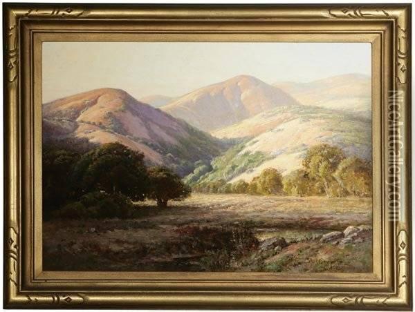Oaks In A Foothill Landscape Oil Painting - Deidrich Henry Gremke