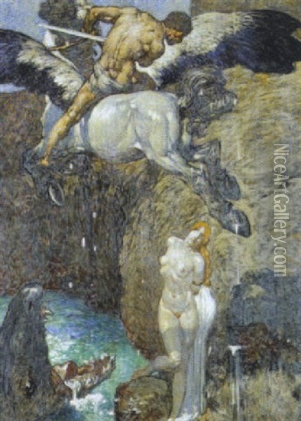 Perseus Und Andromeda Oil Painting - Alexander Rothaug