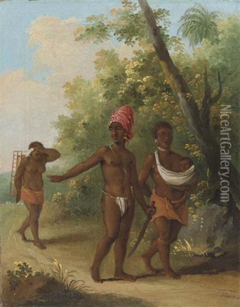 Black Caribs, St Vincent Oil Painting - Agostino Brunias