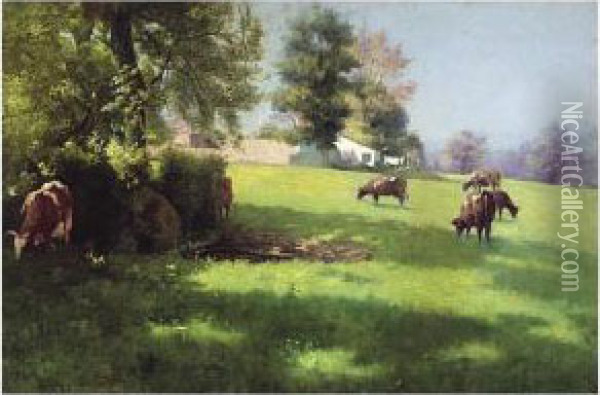 Cattle Grazing Oil Painting - Richard Thomas Moynan