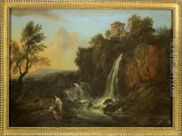 Baigneuses Devant Les Cascades De Tivoli Oil Painting - Jean Baptiste Lallemand