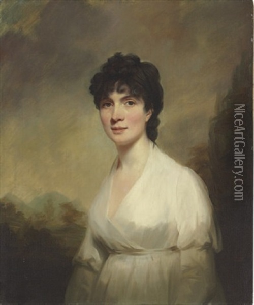 Portrait Of A Lady (mrs. Walter Learmouth?) Oil Painting - Sir Henry Raeburn