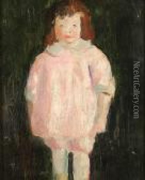 Girl In Pink Dress Oil Painting - Robert Henri