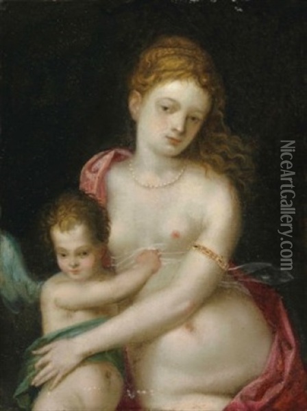 Venus And Cupid Oil Painting - Hans Rottenhammer the Elder
