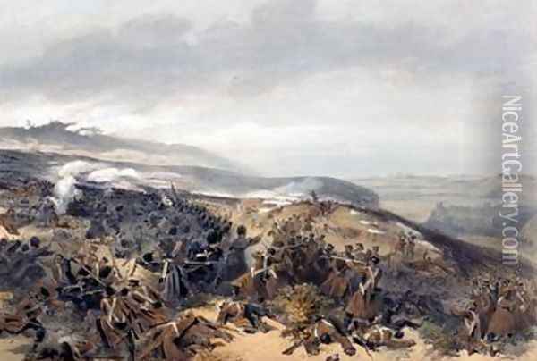 Second Charge of the Guards when they retook the Two Gun Battery at the Battle of Inkerman Oil Painting - Etienne Carjat