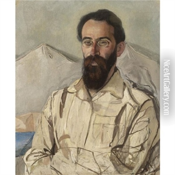 Portrait Of Fridrikh Eduardovich Krimmer Oil Painting - Aleksandr Yakovlevich Golovin