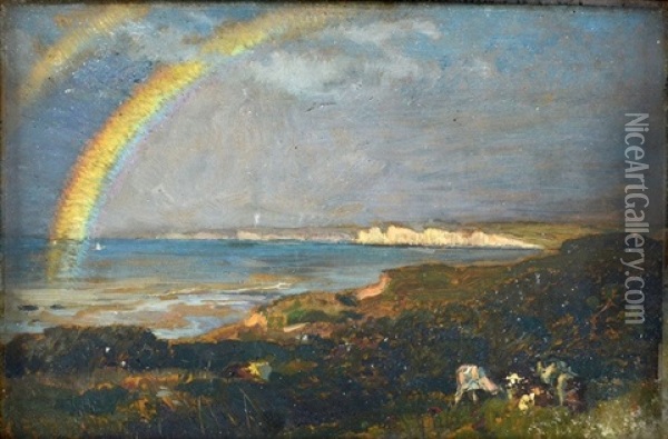 Arc En Ciel Sur La Cote Normande Oil Painting - Emile Rene Menard