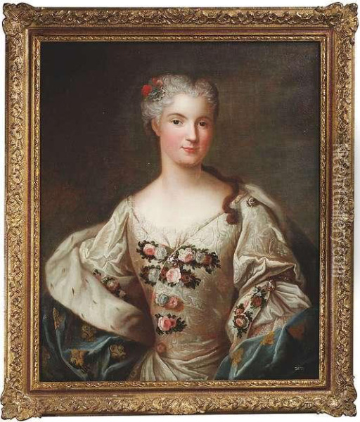 Portrait Of A Young Lady Oil Painting - Jean-Marc Nattier