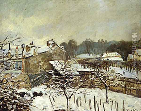 Snow Effect at Louveciennes Oil Painting - Alfred Sisley