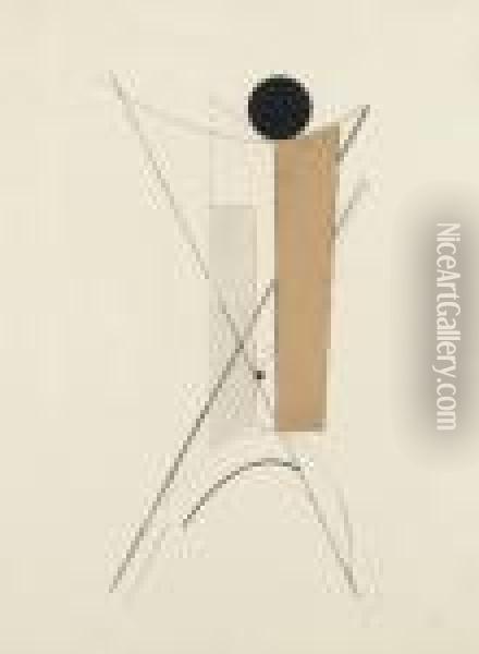 I. Kestnermappe Proun : One Plate (lissitzky-kuppers 49) Oil Painting - Eliezer Markowich Lissitzky