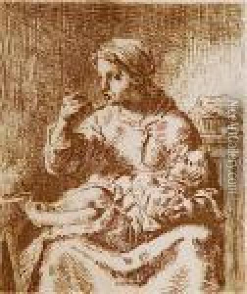Mother With Child Oil Painting - Jean-Francois Millet