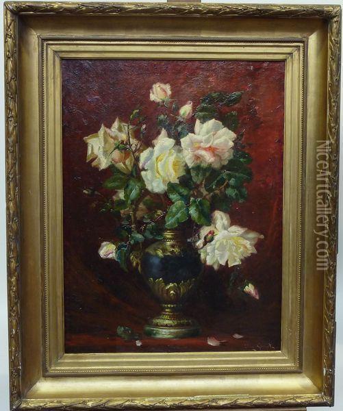Vase De Roses Oil Painting - Elisa Antoinette Georget