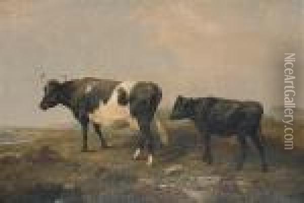 Cow And Calf Oil Painting - Friedrich Wilhelm Keyl