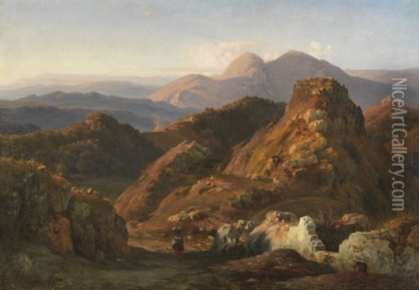 Abendstimmung In Den Albaner Bergen Oil Painting - Ludwig Heinrich Theodor (Louis) Gurlitt