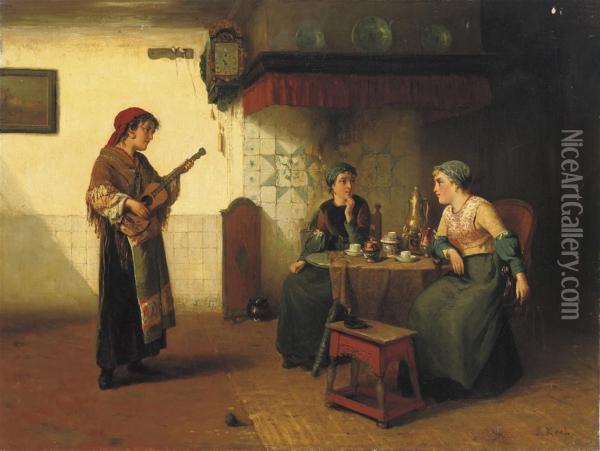 The Gipsy Musician Oil Painting - Sipke Kool