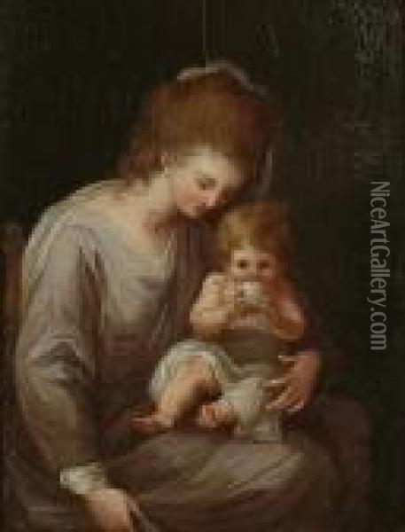 Mother And Child Oil Painting - Angelica Kauffmann