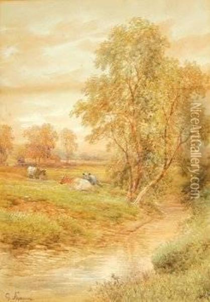 The Village Lane, Bardsey, Yorkshire Oil Painting - George Alexander