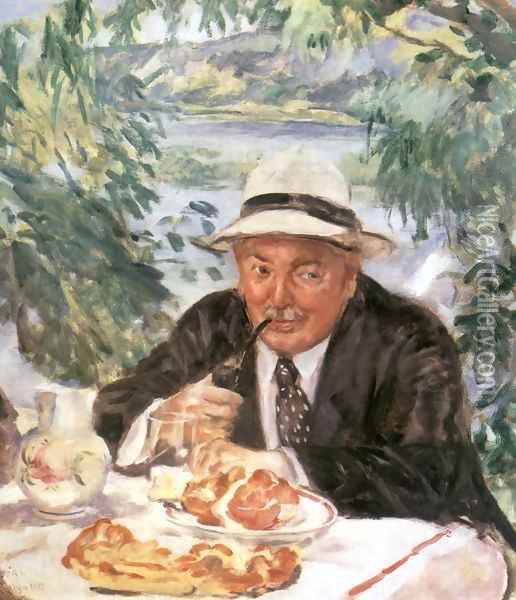Godfather at Breakfast 1932 Oil Painting - Istvan Csok