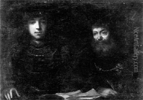 Two Men Oil Painting -  Rembrandt van Rijn