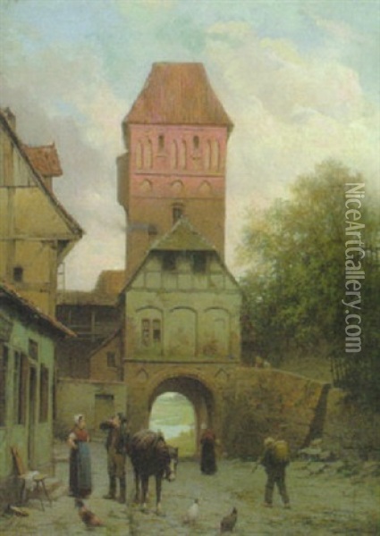 Gastwirtschaft Am Stadttor Oil Painting - Adolf Luben