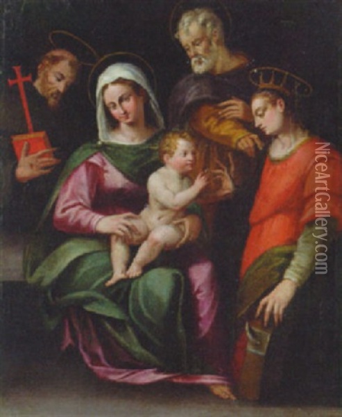 The Mystic Marriage Of Saint Catherine Oil Painting - Orazio Samacchini