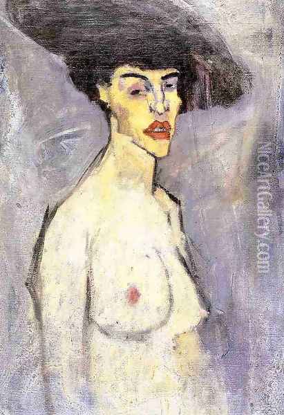 Nude with Hat Oil Painting - Amedeo Modigliani