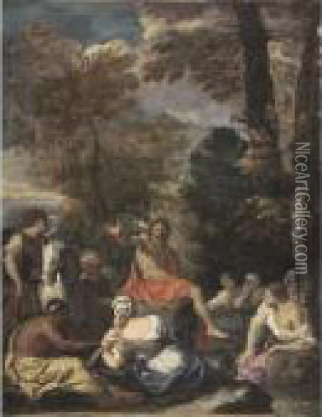 Saint John The Baptist Preaching In The Wilderness Oil Painting - Pier Francesco Mola